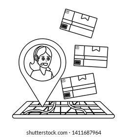customer support logistics service cartoon