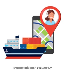 customer support logistics service cartoon