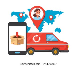 customer support logistics service cartoon