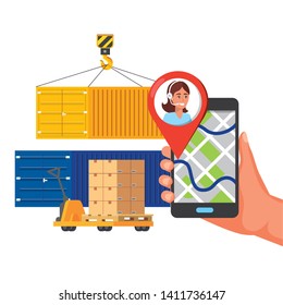 customer support logistics service cartoon