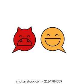 logotipo de asistencia al cliente, icono de diálogo. Dos caras sonrientes