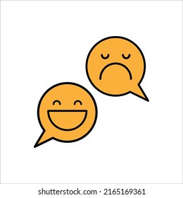 Customer support logo, dialog icon. Two smiling faces