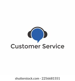 Customer support logo headphones vector