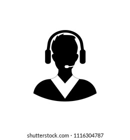 Customer Support. male operator on a white background in a simple style