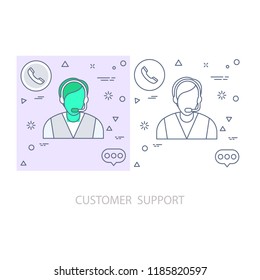 customer support Modern flat color line vector icon