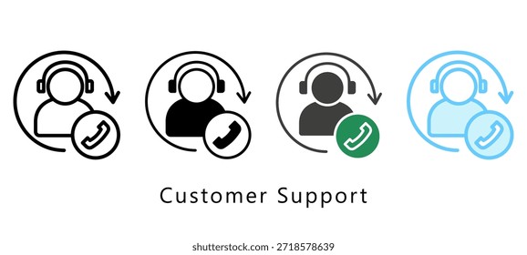 Customer Support Multi Style Icon. Mini Illustration Relate To Payment Service. Use For Modern Concept, Ui, Ux Web And App Development.