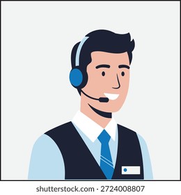 Personagem de Desenho Animado de Operador de Suporte ao Cliente com Ilustração de Headset