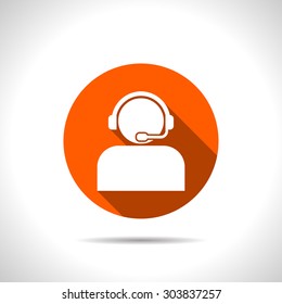Customer support operator with headset icon