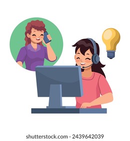 customer support operator illustration vector