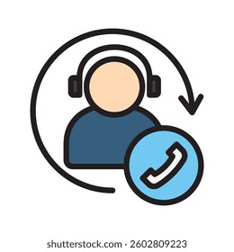 Customer Support outline color icon, mini illustration. use for economy, business, finance, ecommerce, payment service UI, UX kit, app and web development, digital or print.