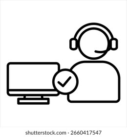 Customer Support Outline Icon Vector Illustration