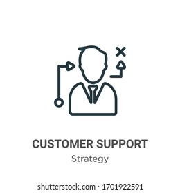 Customer support outline vector icon. Thin line black customer support icon, flat vector simple element illustration from editable strategy concept isolated stroke on white background