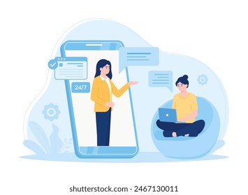 Customer support. people advisor and advice service trending concept flat illustration