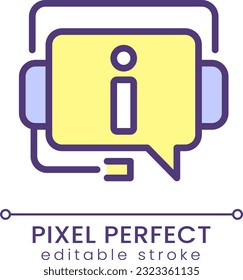 Icono de color RGB perfecto para píxel de asistencia al cliente. Servicio de centro de llamadas. Ayuda informativa para los clientes. Ilustración vectorial aislada. Dibujo de línea simple relleno. Trazo editable. Fuente de Poppins utilizada