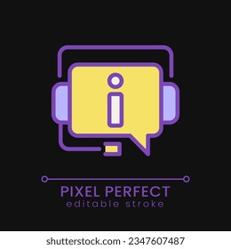 Kundensupport Pixel perfekt RGB Farbsymbol für dunkles Design. Callcenter. Informative Hilfe für Kunden. Einfache, ausgefüllte Linienzeichnung auf Nachtmodus-Hintergrund. Bearbeitbarer Strich. Poppins Schriftart verwendet