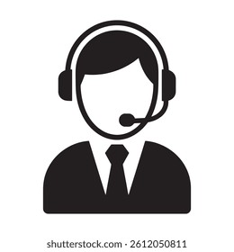 Customer Support Professional Icon Representing Helpdesk, Assistance, and Communication Editable Vector Illustration Isolated on a White Background Ideal for Call Center, Support, and Service Graphics