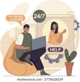 Customer support representative assisting a caller with a hotline service