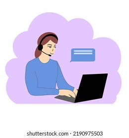 Customer support representative. Woman working in the office. Woman with computer