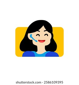 Customer support representatives working in call center. Helping customer problems with a wholehearted smile. Flat illustration design concept.