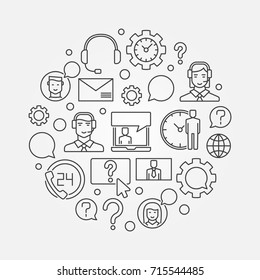 Customer support round concept illustration - vector customer service circular symbol in thin line style