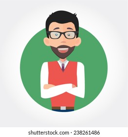 customer support or sales manager in glasses - flat design vector 