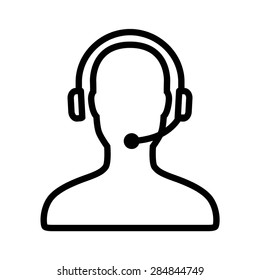 Customer support / customer service agent or account manager line art vector icon for apps and websites