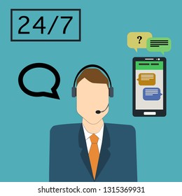 Customer support - customer service agent with headset. eps10