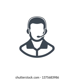 Customer support / customer service agent with headset or account manager flat vector icon for apps and websites