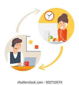 Customer support service, call centre. Vector illustration