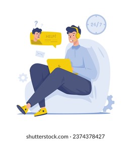 Customer support service center vector illustration