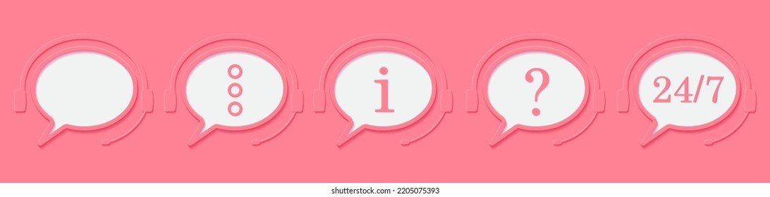 Customer Support Service. Chat vector icons. Call center symbols. Headset symbols. Hotline concept. Vector illustration
