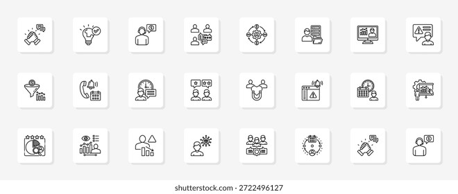 Asistencia al cliente y servicio Conjunto coherente de iconos vectoriales minimalistas que representan ideas clave con claridad visual