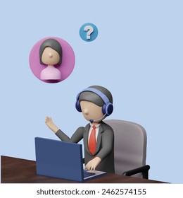 Customer support service concept Realistic 3d object cartoon style.