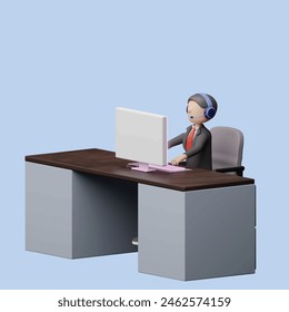 Customer support service concept Realistic 3d object cartoon style.