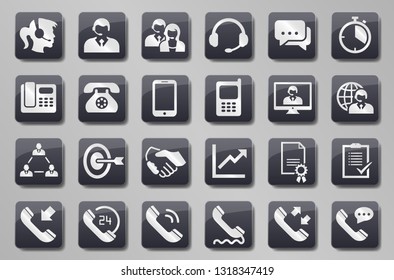 Customer support service grey button set