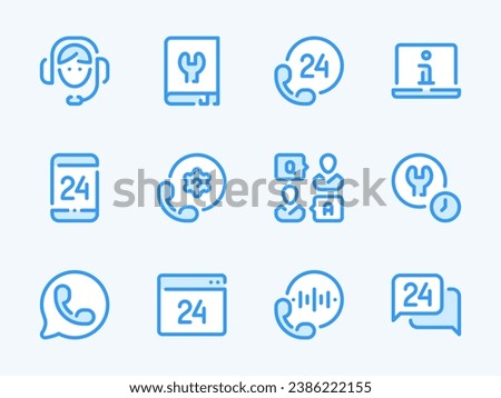 Customer Support Service and Helpline vector line icons. Assistance and Consulting outline icon set. Operator, Help, Question and Answer, Call center and more.