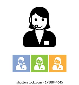 Customer support service icon - call center assistant with headphones