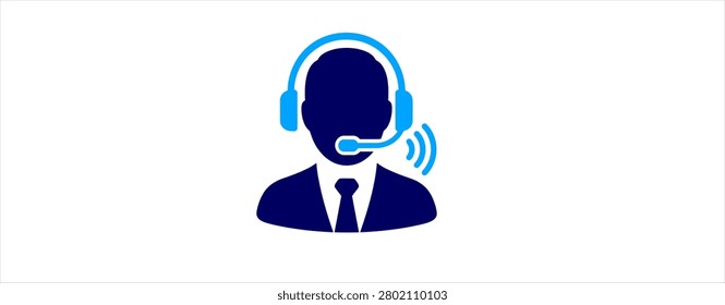 Customer support service icon design. customer support, call center, headset operator, communication technology, help desk, online assistance, agent.