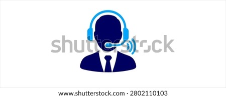 Customer support service icon design. customer support, call center, headset operator, communication technology, help desk, online assistance, agent.