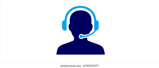 Customer Support Service Icon. Flat Icon, Customer Support, Call Center, Headset Operator, Help Desk, Communication System, Assistance, Contact Service