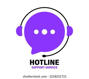 Customer support service icon. Support service with headphones. Call center 24-7. Concept of client consultation, hotline, contact us, service center, feedback. Online tech support vector illustration