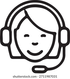  Symbol für den Kundendienst - Kopfhörer-Mikrofon-Agent-Line-Art für Call Center, Helpdesk und Kommunikations-UI