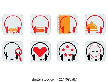 Conjunto de iconos del servicio de asistencia al cliente. Símbolo sencillo de estilo de esquema para la plantilla y aplicación web. Servicio en línea, centro de llamadas, concepto de teléfono de contacto. Ilustración vectorial aislada en fondo blanco. 
