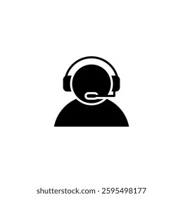 Customer support service icon set. Technical support, call center, hotline, operator, staff, and agent communication symbol. Headphones Logo. Vector Illustration.
