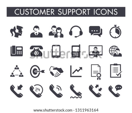 Customer support service icon set