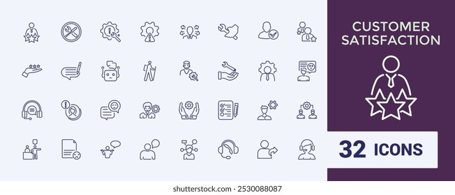 Customer support and service icons. Support service line editable icons set. Vector illustration in thin line modern style of feedback, technical support, assistant.