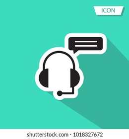 Customer support / customer service isolated on green background.
