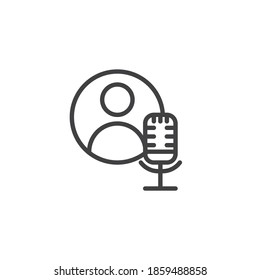 Customer support service line icon. Contact voice message linear style sign for mobile concept and web design. User podcast outline vector icon. Symbol, logo illustration. Vector graphics