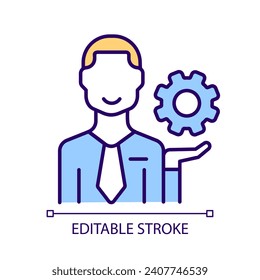 Customer support service RGB color icon. Provide assistance. Solve problem. Professional help. Isolated vector illustration. Simple filled line drawing. Editable stroke. Arial font used