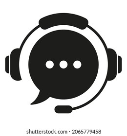 Customer Support Service Silhouette Icon. Online Help and Call Center Pictogram. Headset Icon. Hotline or Helpline Concept. Isolated Vector Illustration.